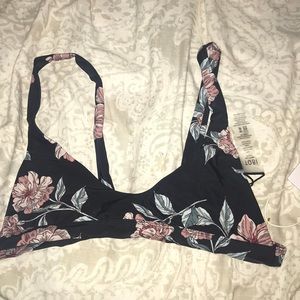 Black floral bikini top